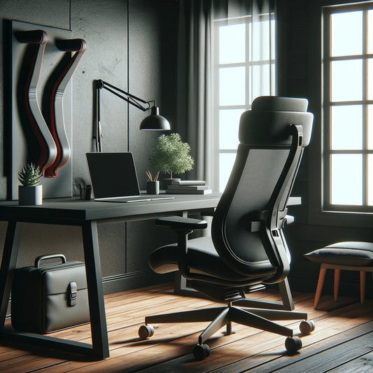 "Ergonomic office chair set in a home office environment, showcasing essential tools for mastering back health in the work-from-home era.