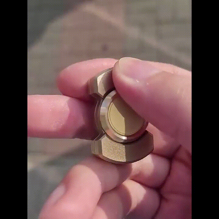 GIF showcasing the SpinZen™ fidget toy being spun, highlighting its portable, silent, and premium qualities. Crafted from durable stainless steel, ideal for stress relief and ADHD. Recognized as the 2023 Best Seller, it offers discreet relaxation on the go.