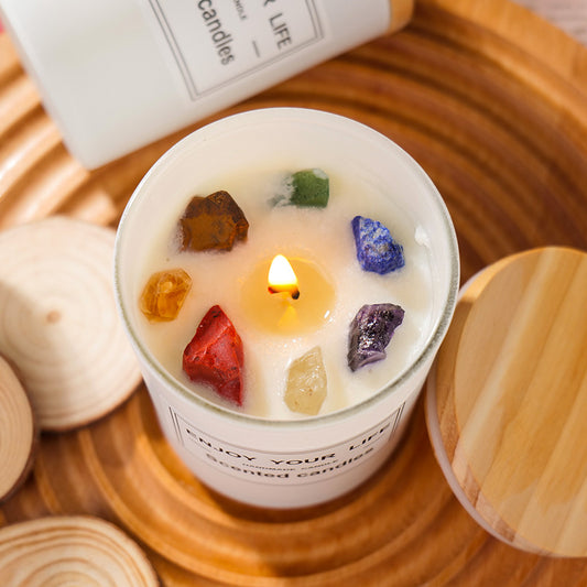 Cristal Dream - Eco-Friendly Soy Wax Aromatherapy Candle in Natural Stone Holder, Paraffin Free