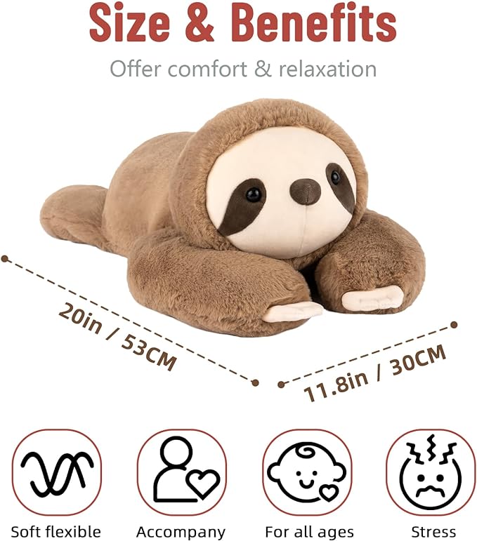 Size and Benefits of CozyBuddy Weighted Sloth Stuffed Animal