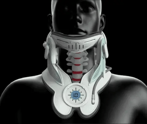 Animated demonstration of SpineAlign Traction Collar adjusting for optimal spinal alignment and chronic pain management