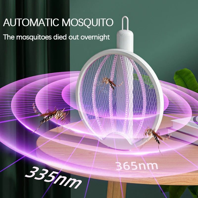BuzzShield™ Foldable Mosquito Zapper - USB Rechargeable, 3000V Powerful Electric Insect Killer, Portable & Lightweight