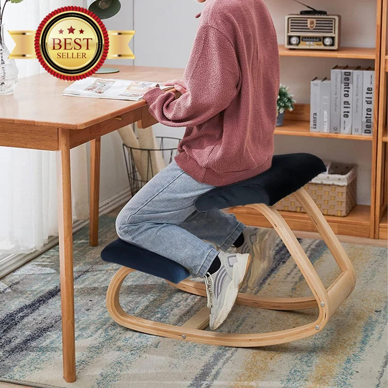 ErgoPosture™ - Ergonomic Wooden Kneeling Chair for All Heights Comfortable Home Office Seating