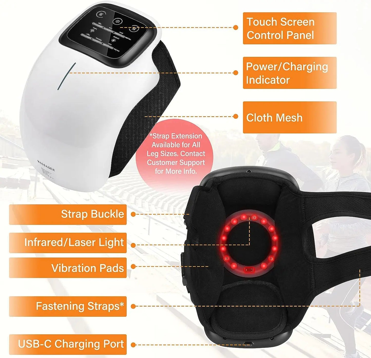 Non-invasive knee pain relief with 3-in-1 Knee Massager - combines red light therapy, heat therapy, and massage therapy for optimal results
