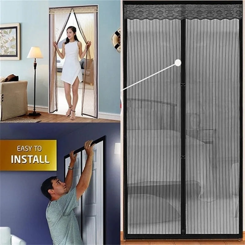 Magic Mesh Hands-Free Magnetic Screen Door - Durable, Auto-Close, Fits All Door Sizes, Bug & Insect Barrier