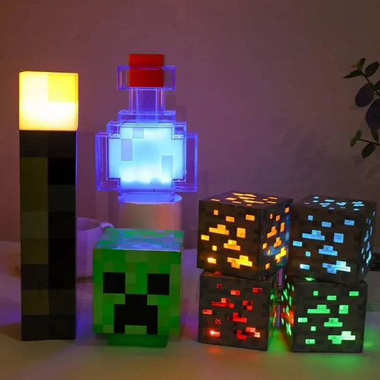 Pixelated Magic Minecraft Potion Bottle LED Lamp
