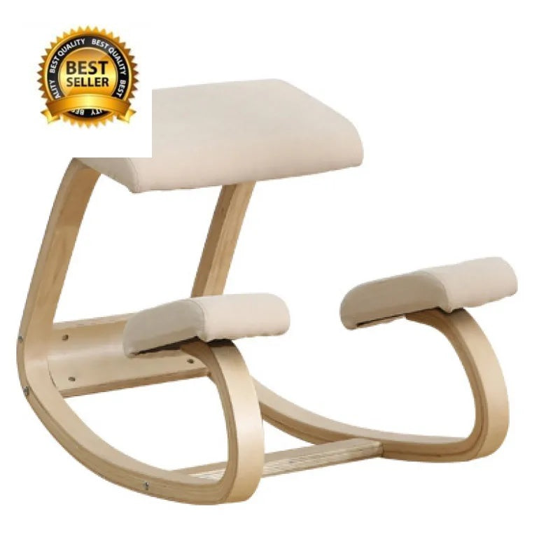 White Color Ergonomic Wooden Kneeling Chair