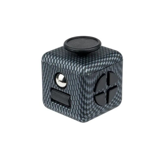 Black Matter Fidget Cube image showing the cube and some of the 6 sides with fidget toys