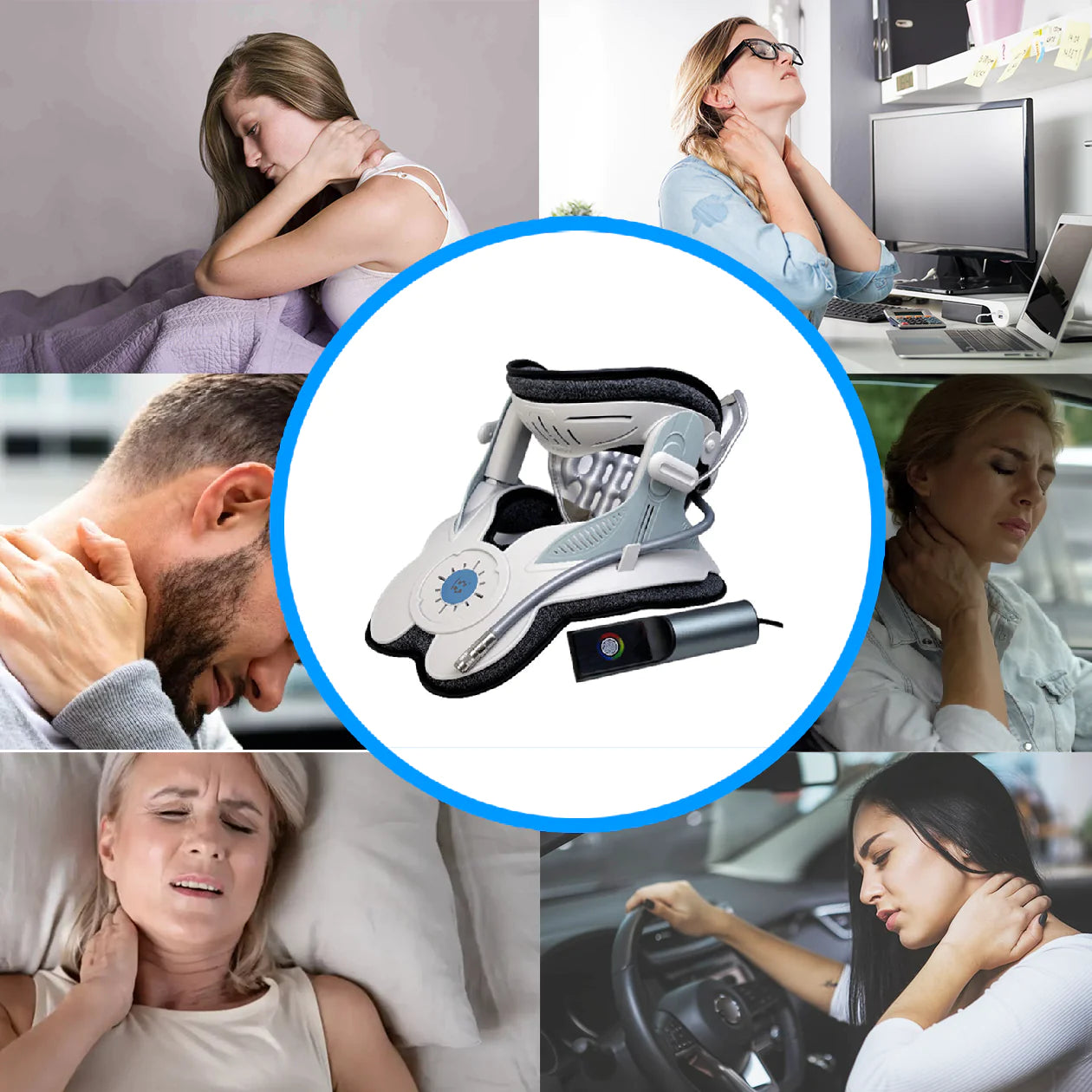 Versatile use of SpineAlign Traction Collar in home, office, and travel settings for continuous neck support and posture improvement
