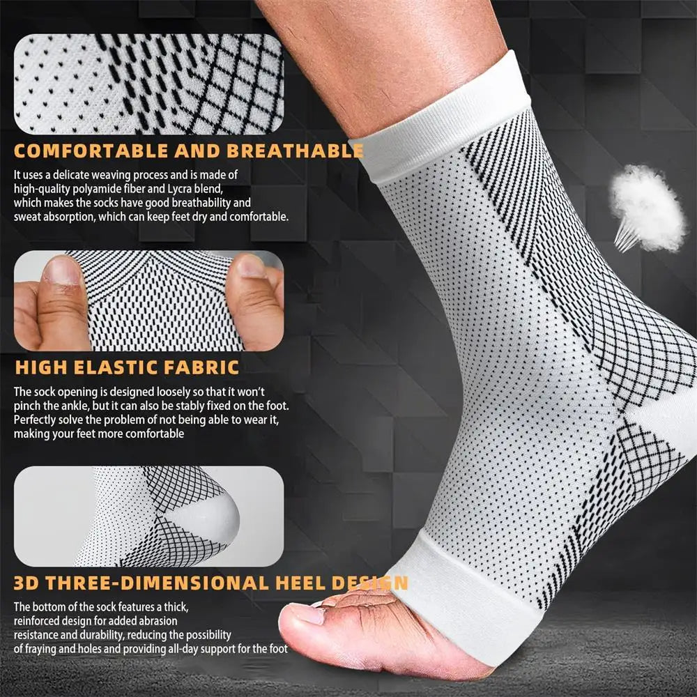 Compression socks with targeted pressure zones to enhance circulation and prevent leg discomfort