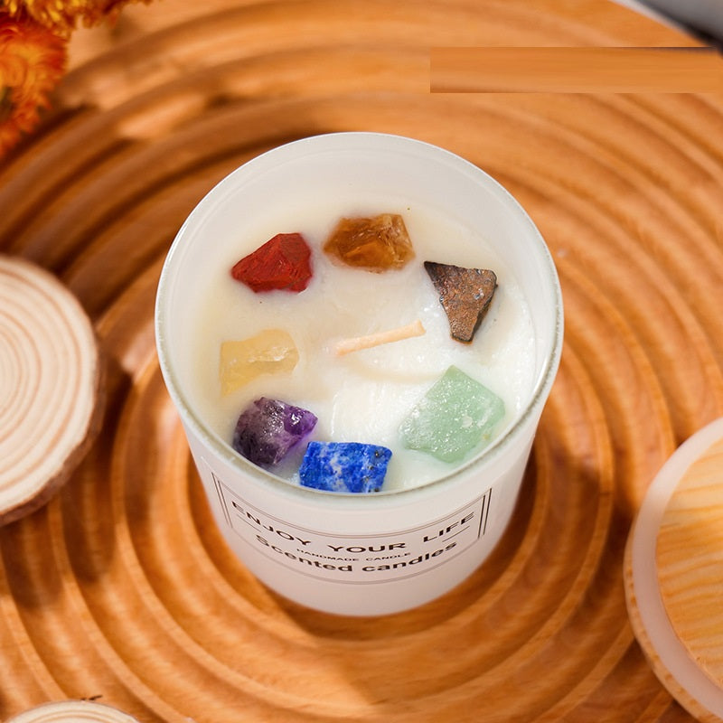 Cristal Dream - Eco-Friendly Soy Wax Aromatherapy Candle in Natural Stone Holder, Paraffin Free