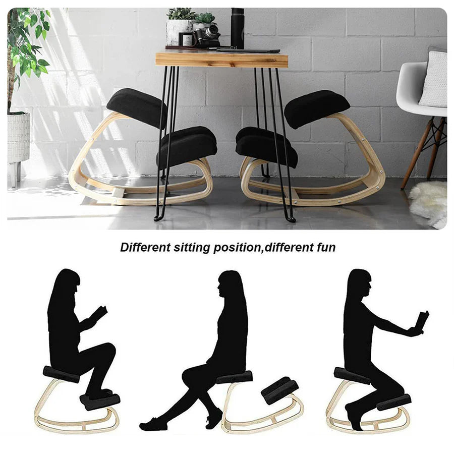 Different Sitting Positions of Ergonomic Wooden Kneeling Chair