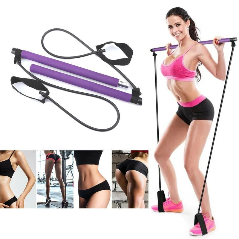 Adjustable Multi Functional Stretched Pilates Bar for Full Body Home Workout & Muscle Strength