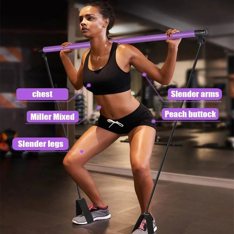 Woman Doing Exercise with Pilate Bar