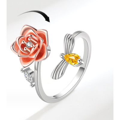 Stylish Fidget Ring for Girls with Sunflower and Bee Design
